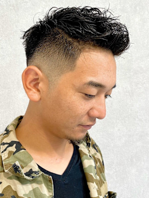 ワイルドスパイラルパーマフェード/keshiki 大名 