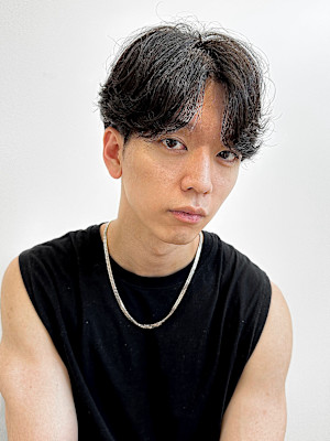 【吉田智哉】メンズパーマ、メンズセンターパート、ツーブロック