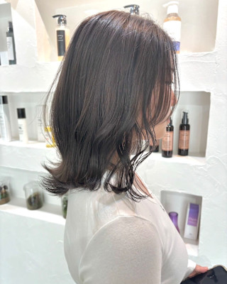 前髪/アンブレラカラー/こなれミディ/イメチェン/ウェーブ