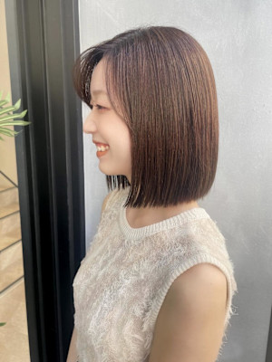 大人ボブ×結べるボブ×前髪あり×透明感カラー×横浜