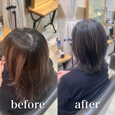 脱白髪染めハイライト