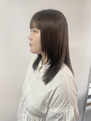 ブラウンカラー/オリーブベージュ/レイヤーカット