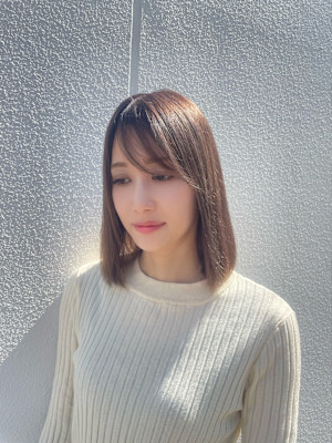 【天神赤坂警固】30代40代切りっぱなしボブ/白髪ぼかし