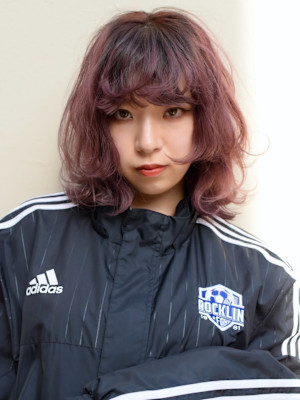 髪質改善　ピンクブラウン　ニュアンスパーマ　前髪パーマ