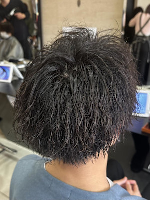 ツイストスパイラルパーマ束感ショートマッシュ縦落ちツイスパ