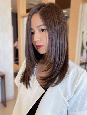 【MICHI 富田店　古作蓮】顔周りレイヤー 艶感 ブラウン