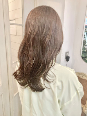 明るめマロンベージュカラーブリーチなしのダブルカラー