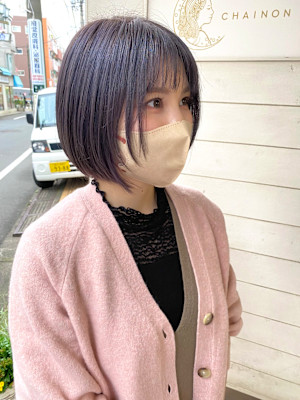 顔まわりレイヤショートスタイル2024秋ツヤイルミナカラー