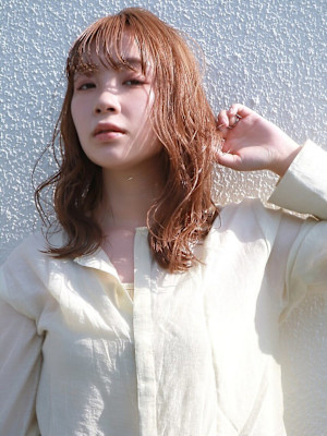 オレンジカラー　抜け感　イルミナカラー