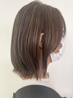 レイヤーボブ/ハイライト/白髪ぼかし