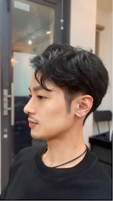 大人クールな２ブロックパーマヘア