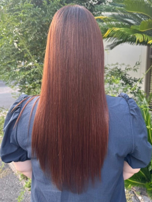 オレンジブラウン　ブリーチなしダブルカラー　暖色系カラー