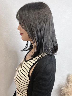 透明感カラーアッシュグレージュ＊ブリーチなし就活カラー