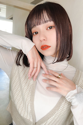 切りっぱなし×ナチュラルパープルブラウン