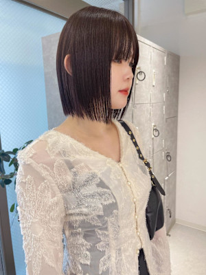 【rizu】切りっぱなしボブ/グレージュ/ベージュ