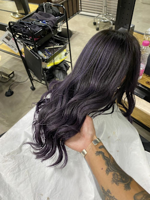 切りっぱなしボブ エアリーロング 美髪ピンクブラウン