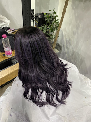 切りっぱなしボブ エアリーロング 美髪ピンクブラウン