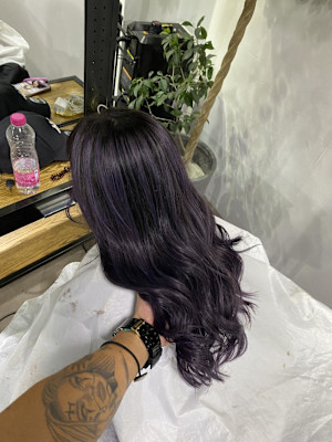 切りっぱなしボブ エアリーロング 美髪ピンクブラウン