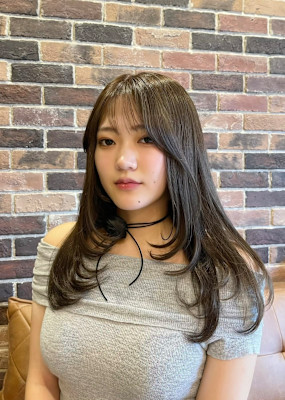 オリーブブラウン×レイヤーカット