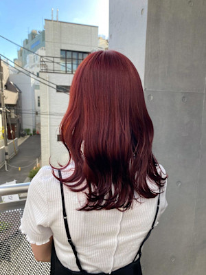 切りっぱなしボブ エアリーロング 美髪ピンクブラウン
