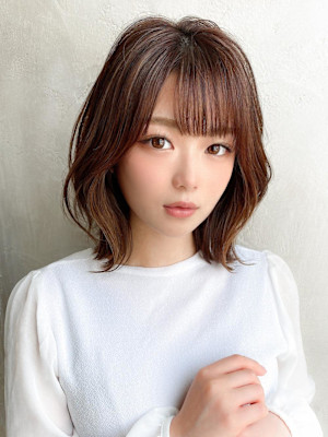 30代/40/小顔ヘア/前髪/アンブレラカラー/こなれミディ