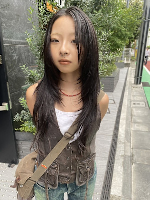 レイヤーカット/ロングレイヤー/前髪なし/レイヤー/三軒茶屋