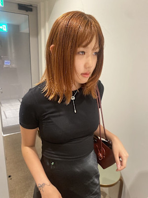 ブリーチなし/オレンジ/アプリコット/ケアカラー/髪質改善