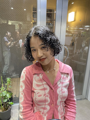 切りっぱなしボブ エアリーロング 美髪ピンクブラウン