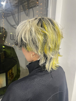 ホワイトベージュxブラックxアクセントイエロー