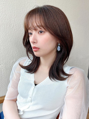 30代/40代/小顔ヘア/前髪/こなれミディ