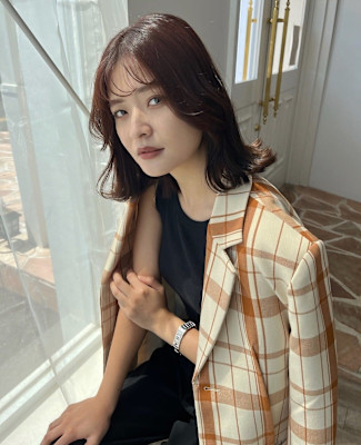 red brown×顔周りcut