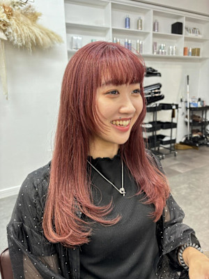 カシスレッド/レッドカラー/赤カラー/レイヤーカット/元町