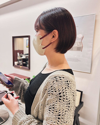 【Look at】ショートボブピンクブラウン顔まわり