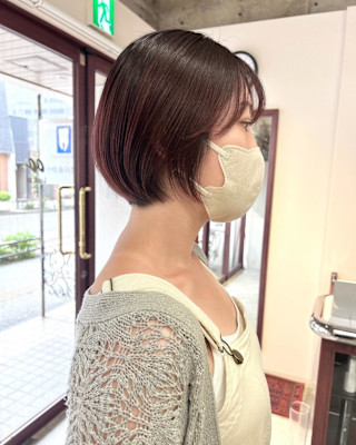 【Look at】丸みショートボブピンクブラウン