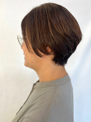 【MICHI 富田店　杉本 郁美】 白髪染め ショートボブ 