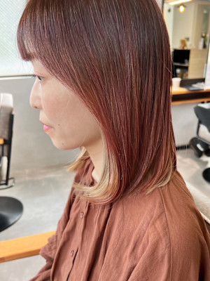 インナーカラーホワイトベージュ＊オレンジブラウン秋カラー