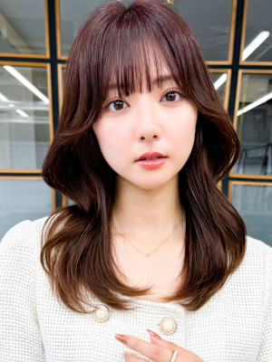 【艶感★シースルーバング】韓国ヘア20代30代ウェーブ巻き髪