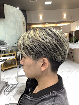 センター分け　ハイライト