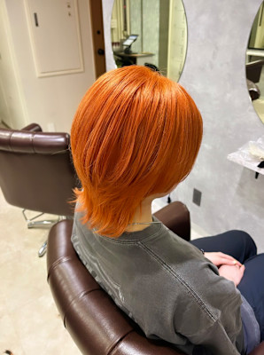 オレンジ×ウルフ×ブリーチカラー