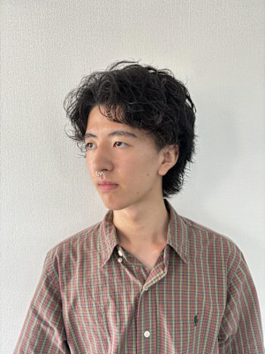 メンズミディアム/メンズウルフ/くせ毛活かしカット/元町