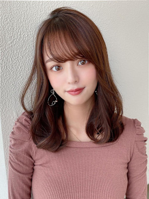 30代/40/小顔ヘア/前髪/アンブレラカラー/こなれミディ