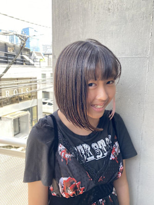 切りっぱなしボブ エアリーロング 美髪ピンクブラウン