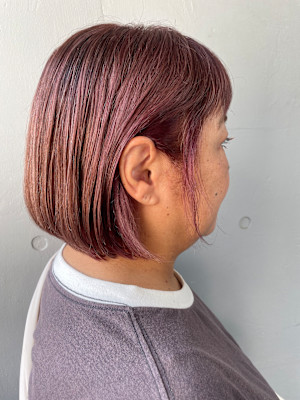 〈江戸桃海〉ボブ/ハイライト/白髪ぼかし/ピンクカラー