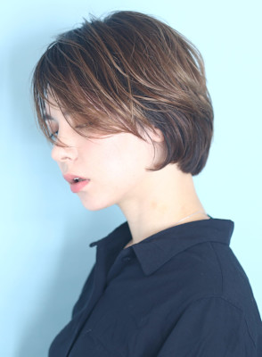40代50代小顔前髪イメチェンアンブレラカラーショート