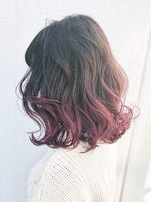ピンクパープルグラデーションボブ_ba114822