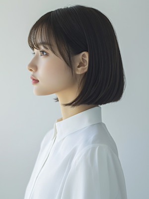 耳掛けボブ　フェイスレイヤー　ツヤ感ボブ　似合わせカット