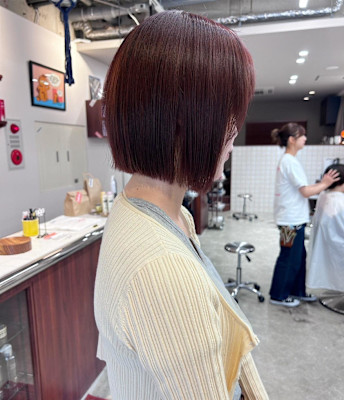 【Look at】ピンクラベンダー切りっぱなしボブ