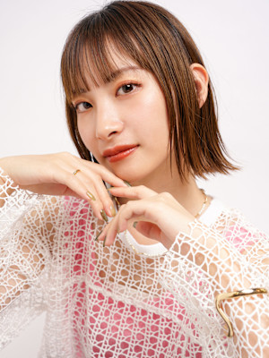 ★美髪切りっぱなしボブエアリーロングピンクブラウンくびれヘア