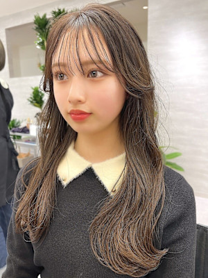 ★20代30代セミロングワンホン韓国スタイルなショコラアッシ