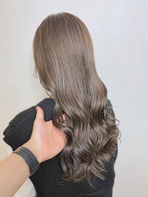 ★20代30代ロング愛されガーリーヴェールカラーオリーブベー